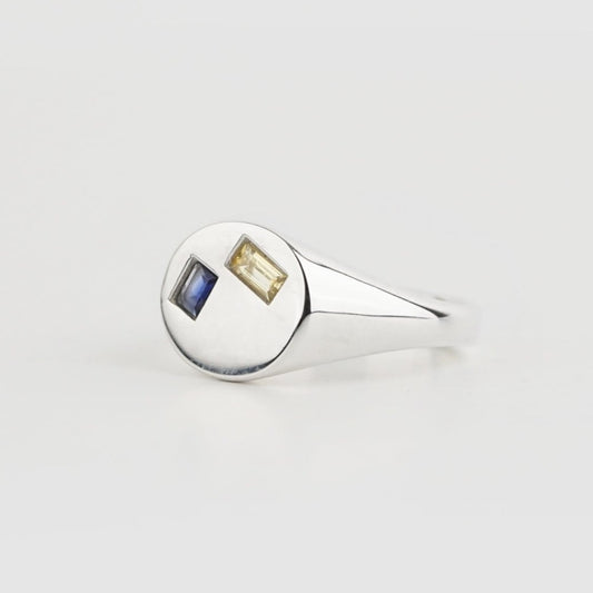 Larimar Signet ring (smokey navy crystal)
