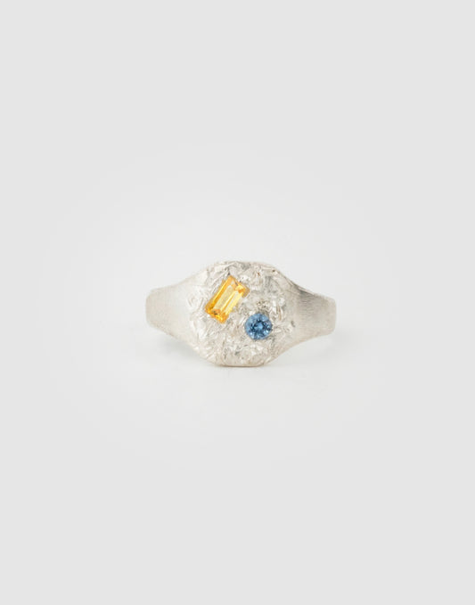 Iris Signet Ring (Yellow skyblue crystal)