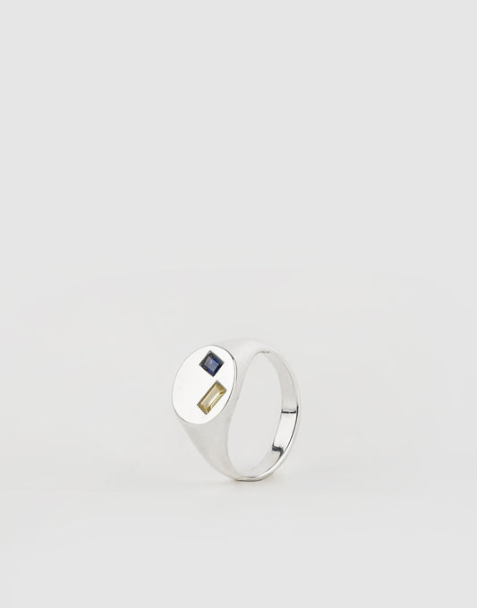 Larimar Signet ring (smokey navy crystal)